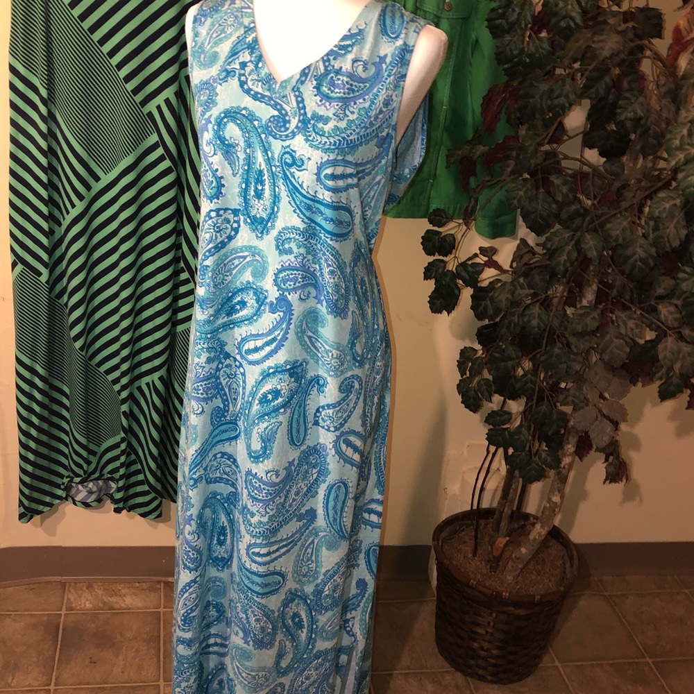 DENIM&CO sleeveless maxi dress aqua